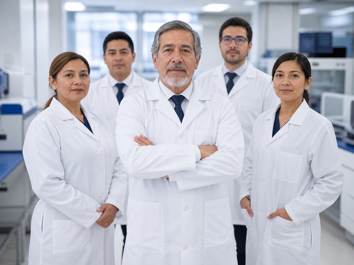 Equipo experimentado de profesionales de laboratorio clínico