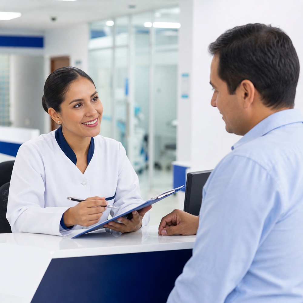 Profesional de Lab Center brindando atención personalizada a una persona evaluada